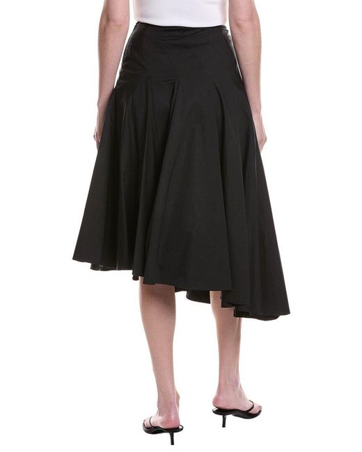 FFORME Black Rio Asymmetrical Pleated Midi Skirt