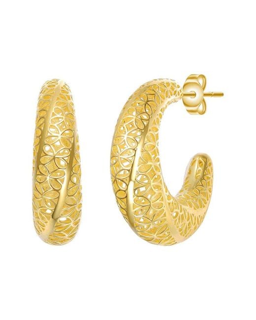 Genevive Jewelry Metallic Rachel Glauber 14K Plated Hoop Earrings