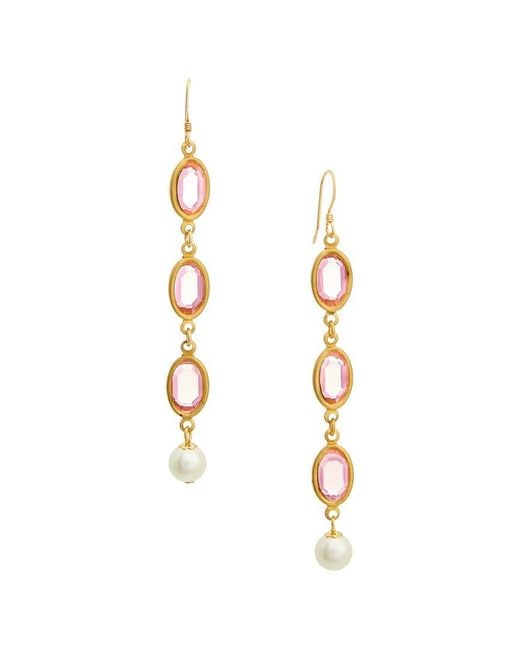 Kenneth Jay Lane White Dangle Earrings