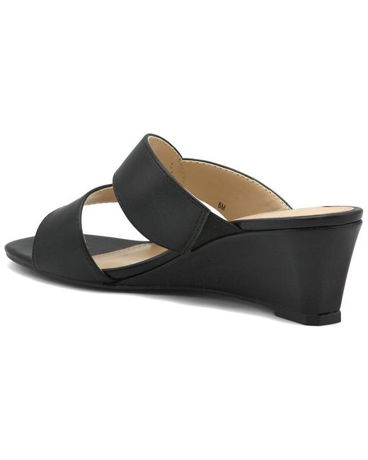 Adrienne Vittadini Black Aiden Wedge Sandal