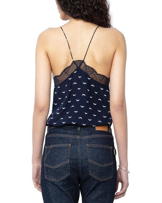 Zadig & Voltaire Blue Christy Cdc Polka Wings Silk Shirt