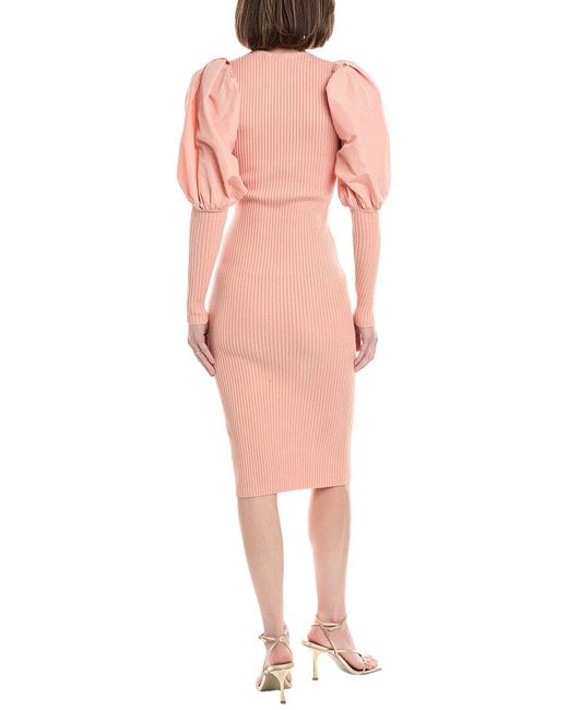 Elisabetta Franchi Pink Puff Sleeve Sweaterdress