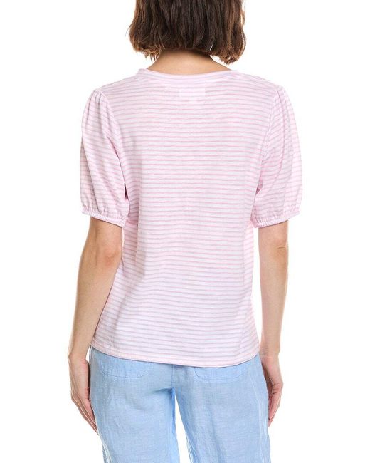 Stella Parker White Caroline Notch Neck Puff Sleeve Top