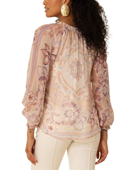 Hale Bob Natural Michaela Silk-Blend Blouse