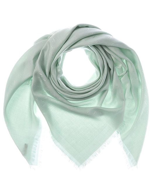 Jimmy Choo Green Silk & Wool-Blend Scarf