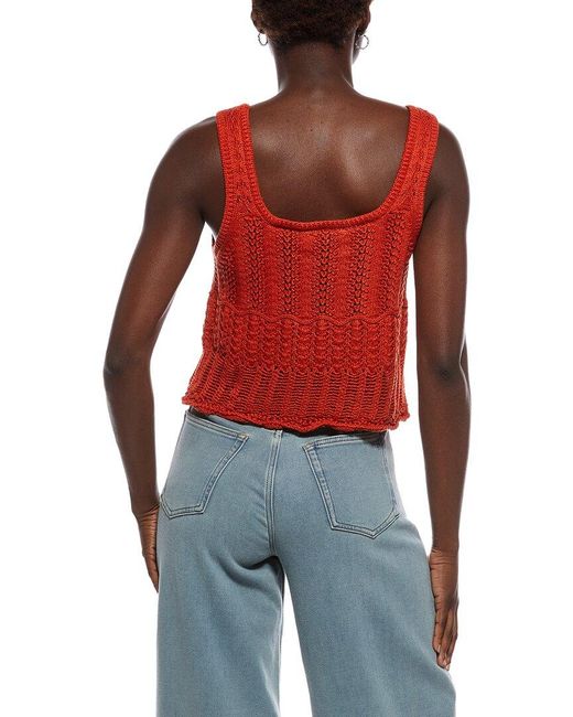 Madewell Red Daisy Tie Lace Stitch Tank