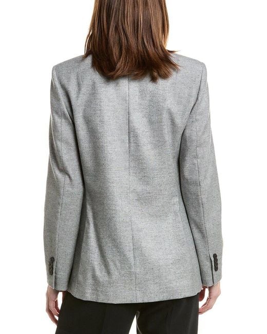 Lafayette 148 New York Gray Wool & Silk-blend Blazer