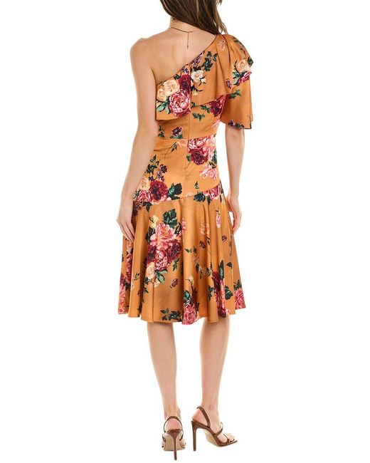 THEIA Orange Elora Printed Cocktail Dress