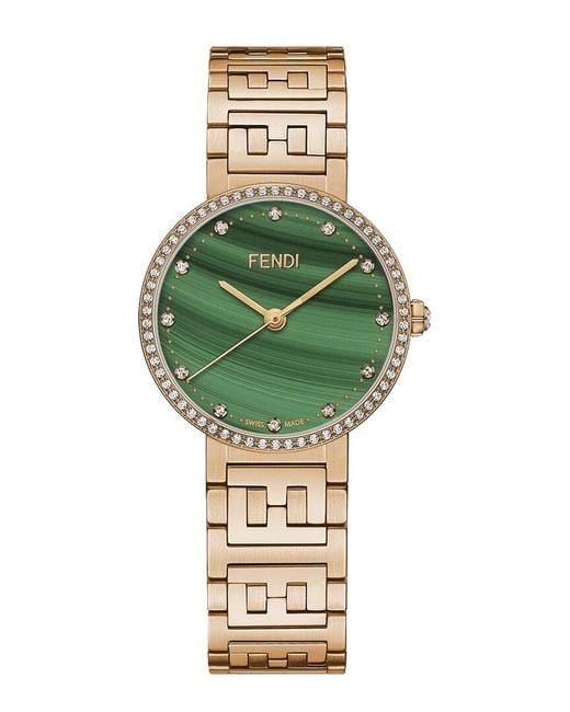Fendi Green Diamond-Accented Forever Fendi Quartz Watch