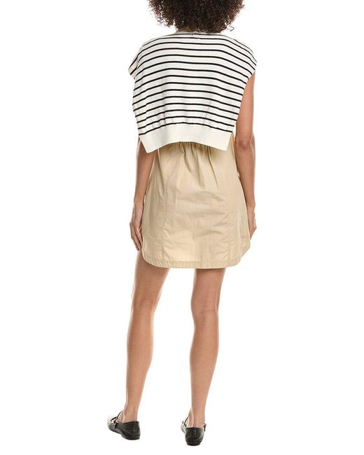 10 Crosby Derek Lam Natural Lotte Mixed Media Dress