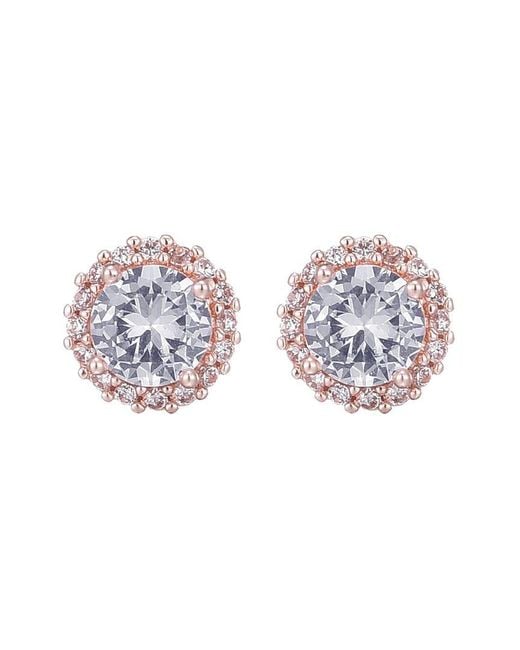 Adornia Pink 14K Rose Plated Cz Halo Stud Earrings