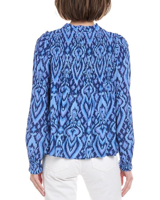 Sail To Sable Blue Ruffle Neck Top