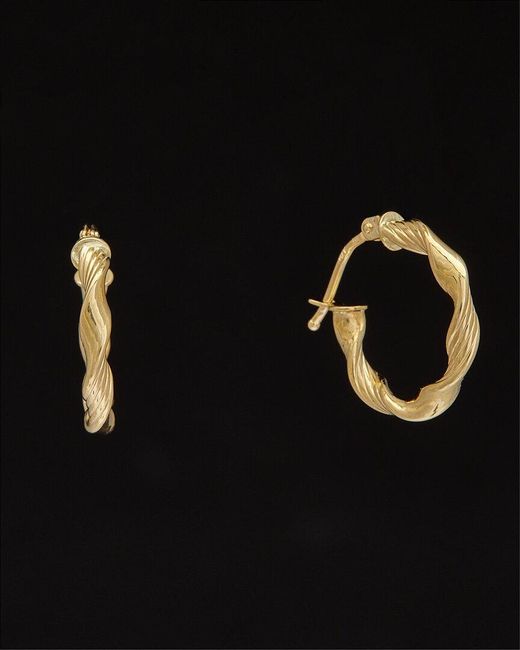 Italian Gold Black 14k Textured Twist Hoops