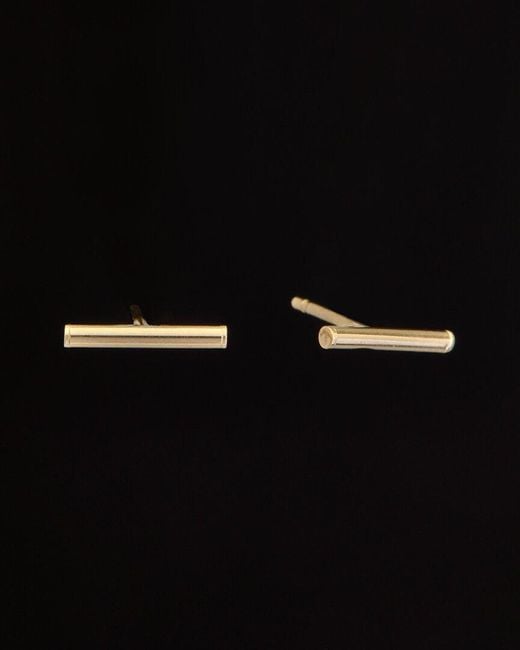 Italian Gold Black 14k Tube Studs
