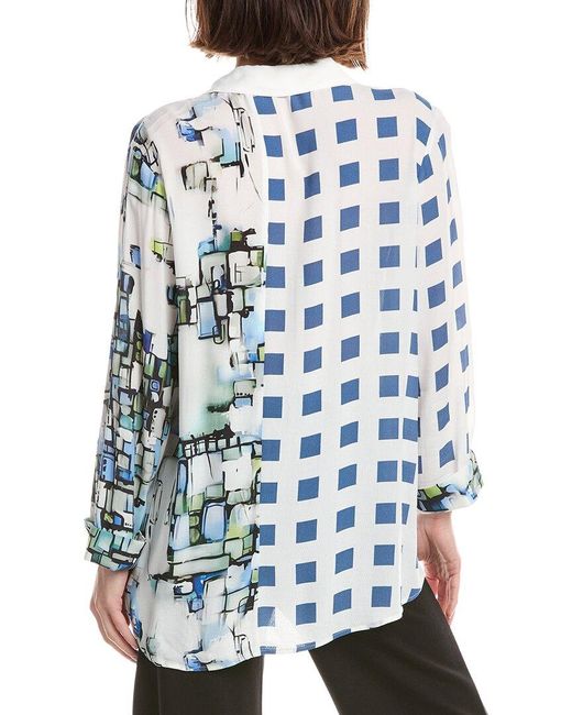 Lemon Grass Blue Pullover Tunic Blouse