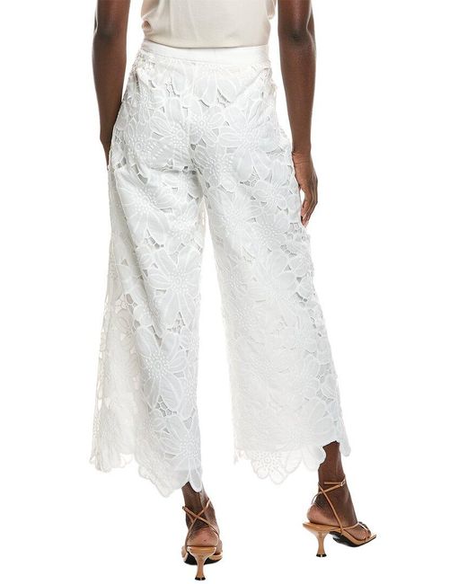 Gracia White Floral Lace Wide Leg Pant