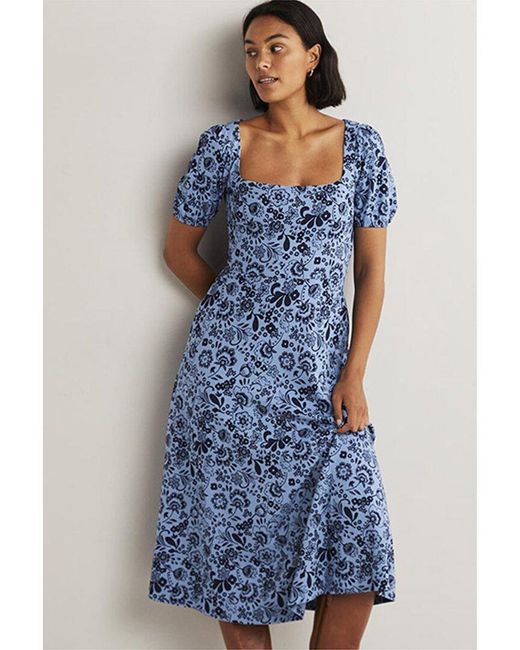 Boden Blue Short Sleeve Jersey Midi Dress