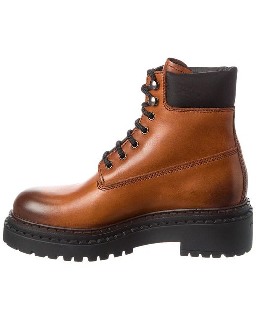 Prada Brown Logo Leather Boot