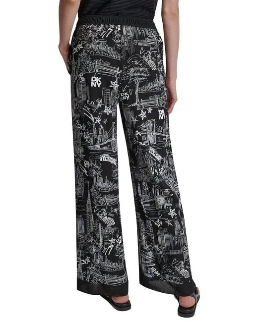 DKNY Black Printed Drawstring Pant