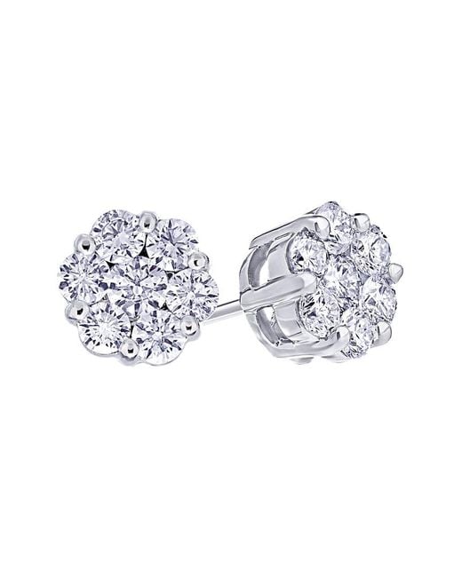 Suzy Levian White 14k 2.00 Ct. Tw. Diamond Cluster Earrings