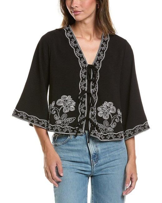 Adrianna Papell Black Airflow Woven Blouse