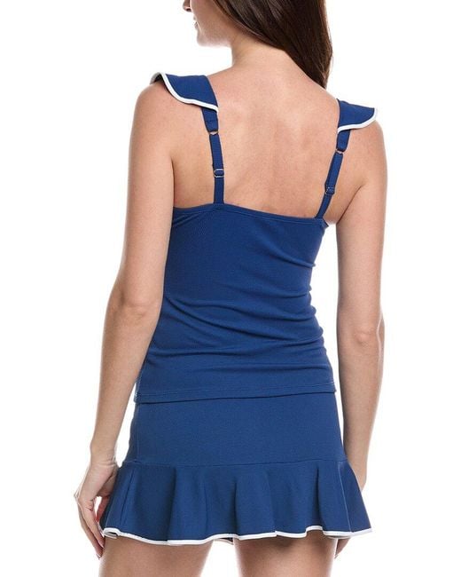 Tommy Bahama Blue Island Cays Cabana Ruffle Tankini Top