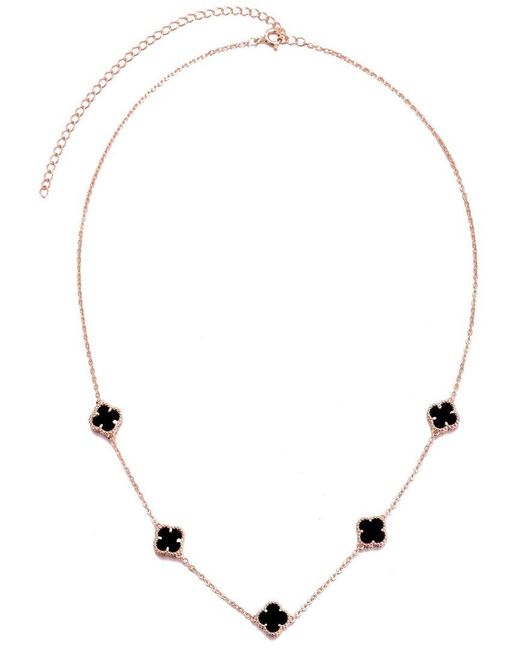 Adornia Natural 14K Rose Plated Flower Station Necklace