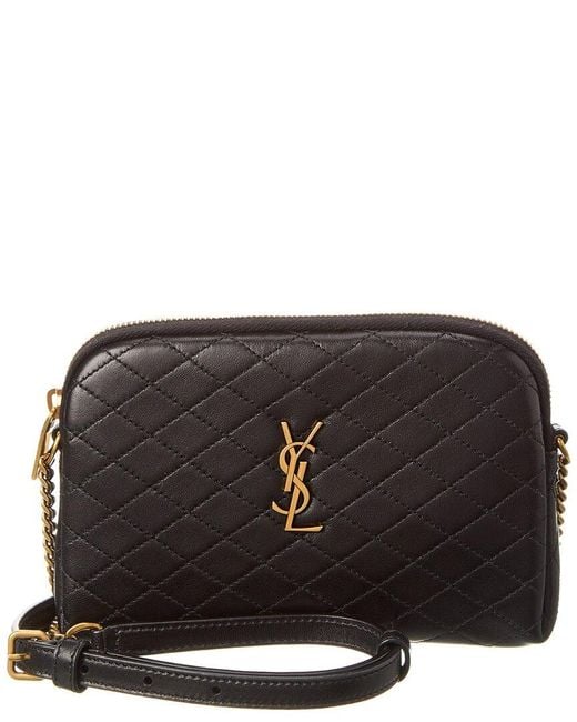 Saint Laurent Black Gaby Zipped Quilted Leather Crossbody