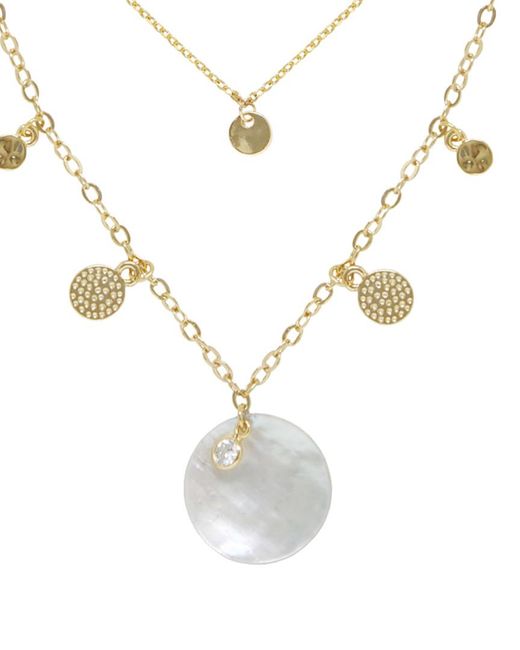 Ettika White 18K Plated Shell & Disc Necklace Set
