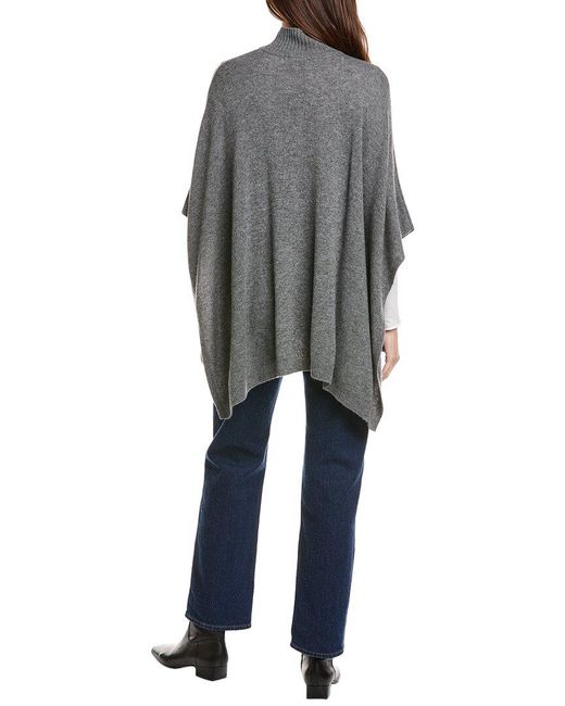 Amicale Cashmere Gray Knit Funnel Neck Cashmere Poncho