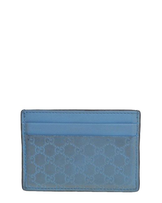 Gucci Blue Microssima Leather Card Holder