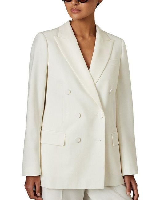 Reiss White Leanna Wool-Blend Tux Suit Jacket