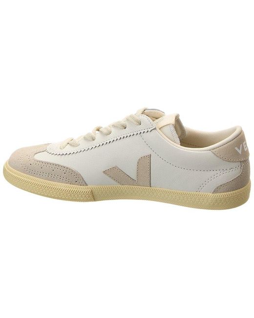 Veja White Leather Suede Low-Top Sneakers