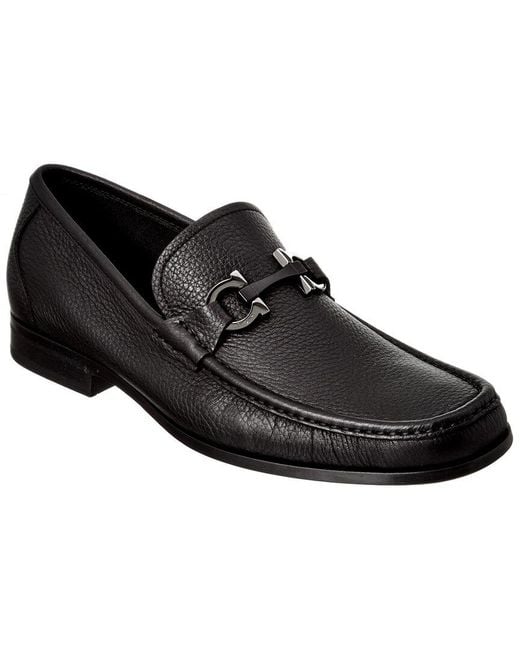 Ferragamo Black Gandioso Gancio Bit Leather Moccasin for men