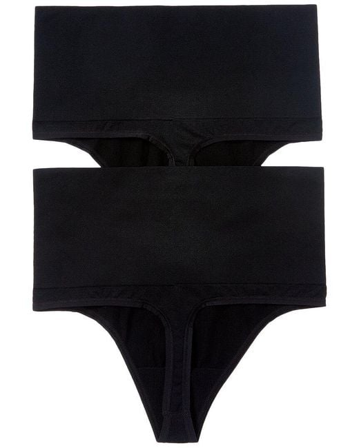 Yummie Black 2Pk Seamless Thong