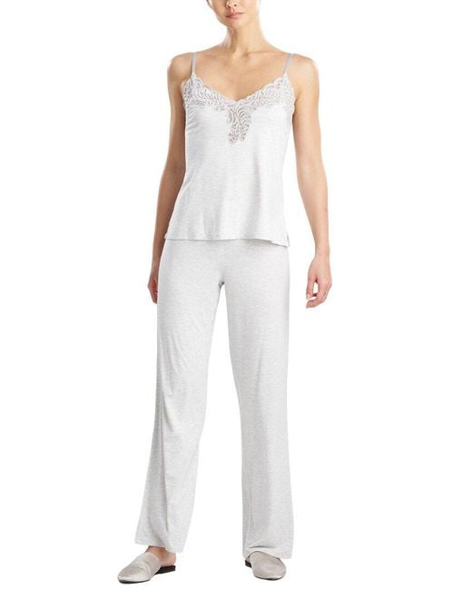 Natori White Feathers Essentials Lace Cami Pajama Set