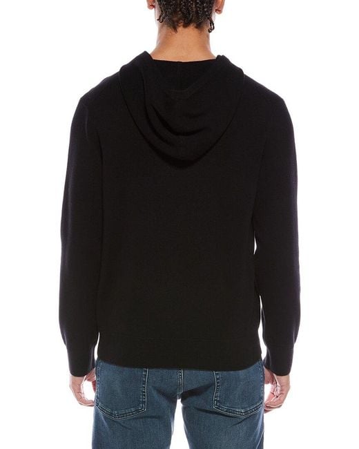 Vince Black Modern Full Zip Wool-Blend Hoodie for men