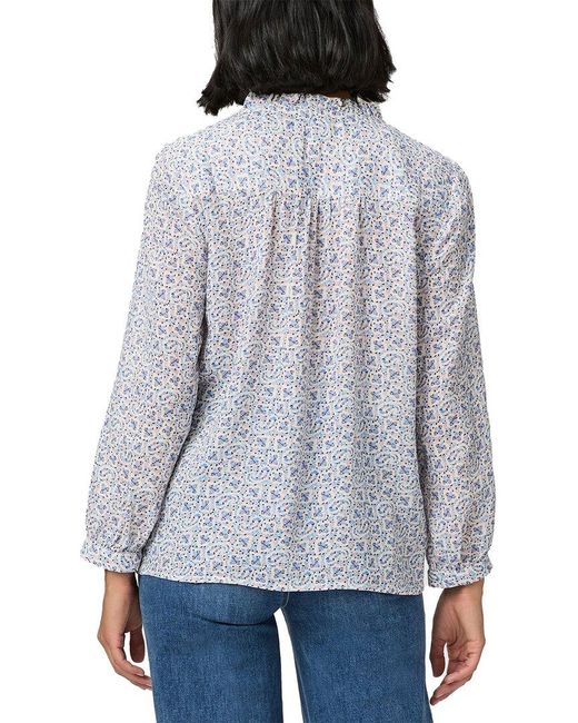 PAIGE Blue Sharene Linen-Blend Top