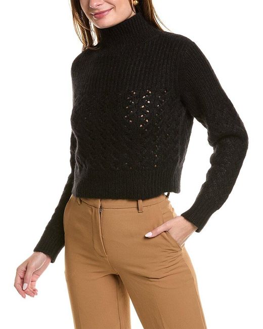 Rebecca Taylor Black Chainette Turtleneck Wool & Alpaca-blend Sweater