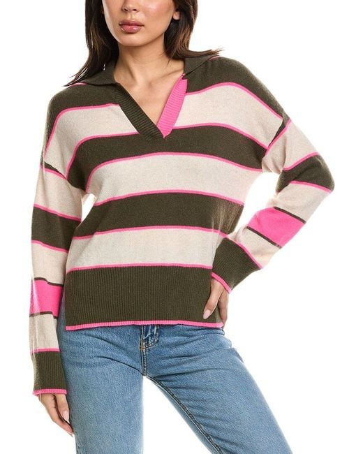 Brodie Cashmere Red Varsity Rugby Polo Cashmere Sweater
