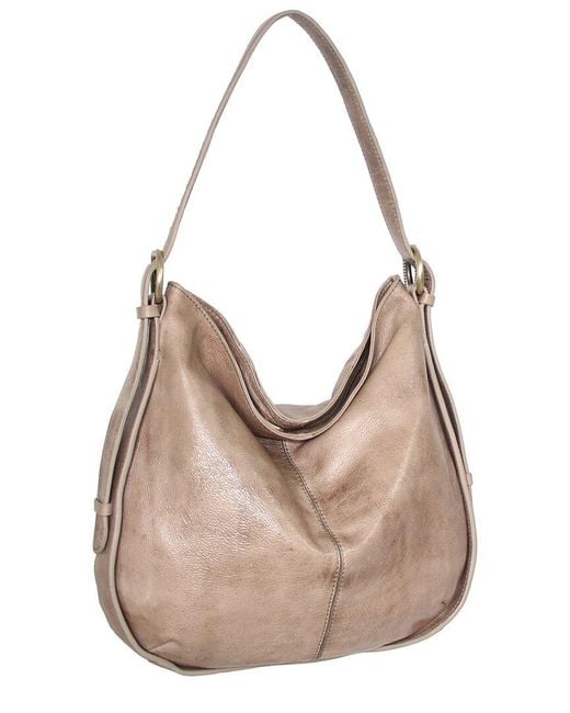 Nino Bossi Natural Carlotta Hand-Dyed Vintage Leather Hobo Bag