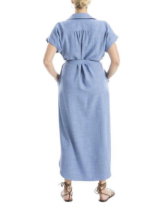 Max Studio Blue Maxi Shirt Dress