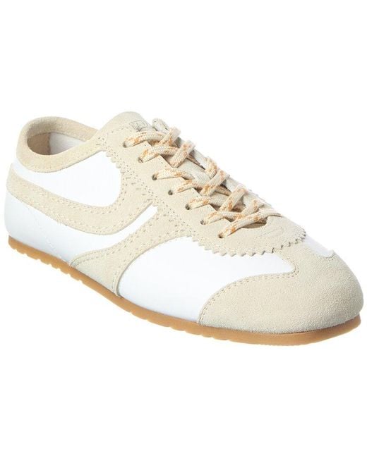 Dries Van Noten White By Linda Farrow Suede & Leather Paneled Sneaker