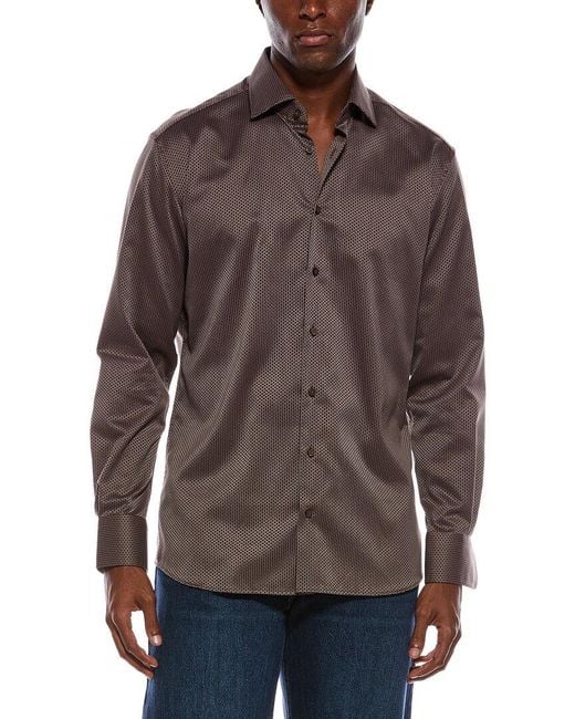 Eterna Brown Structured Modern Fit Kettlance Shirt for men