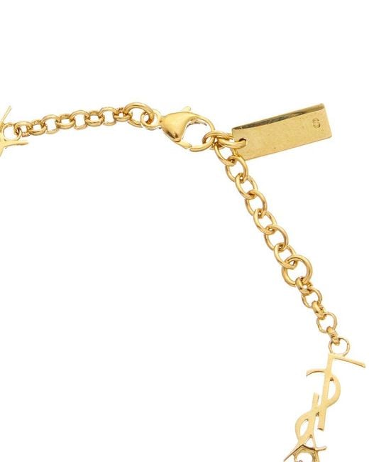 Saint Laurent Metallic Cassandre Multi-charm Bracelet