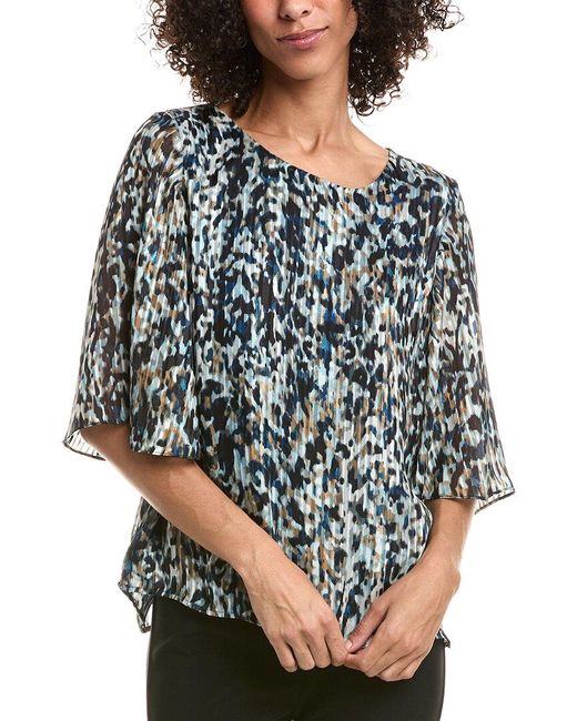 Nina Silk Stripe Blouse - Watercolor Stripe