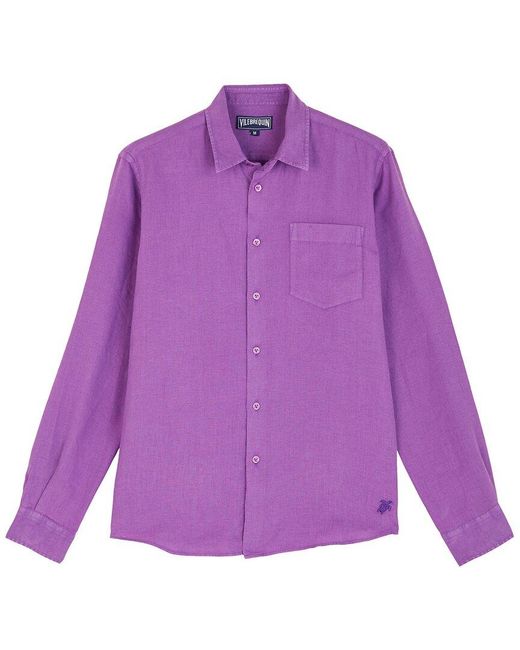 Vilebrequin Purple Linen Shirt for men