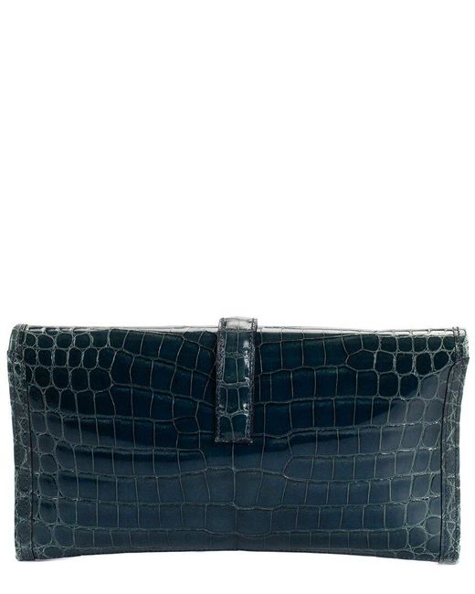 Hermès Blue Crocodile Leather Jige Elan 29 Clutch (Authentic Pre-Owned)