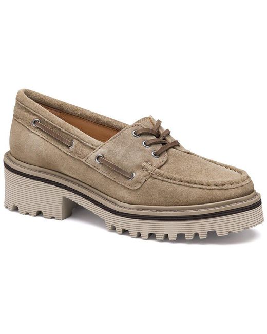 Johnston & Murphy White Emmalyn Suede Boat Shoe