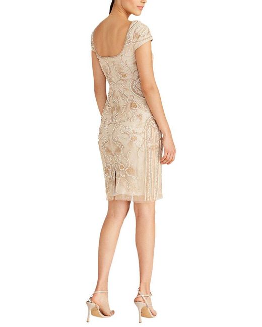 THEIA Natural Silvia Bateau Beaded Dress
